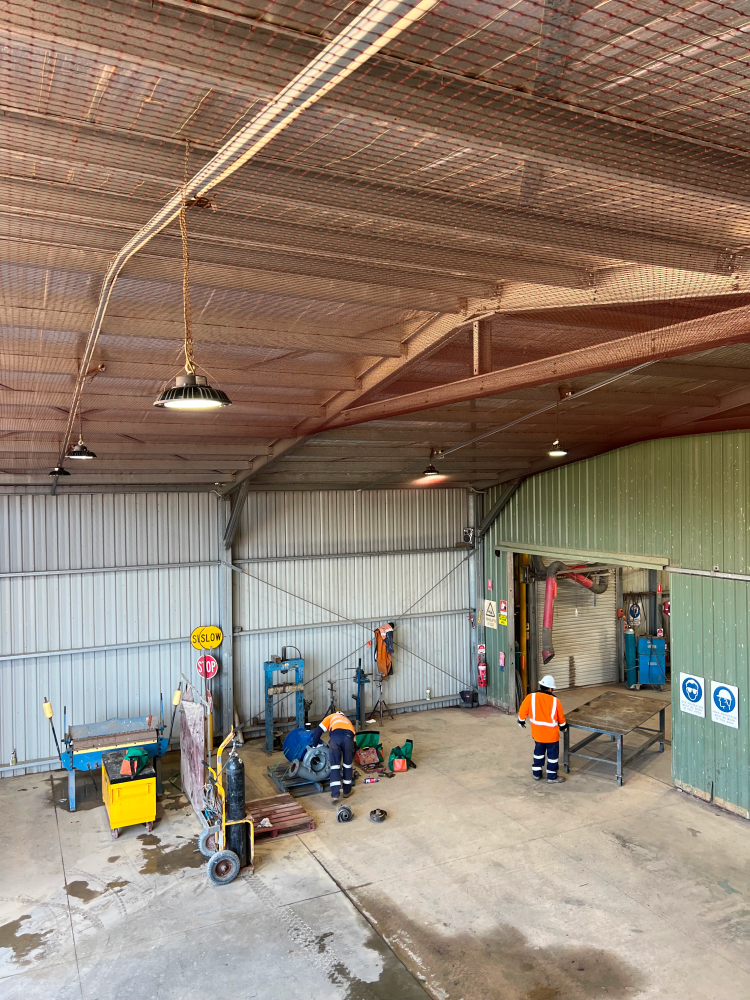 Bird Netting installation at the roof of an industrial complex