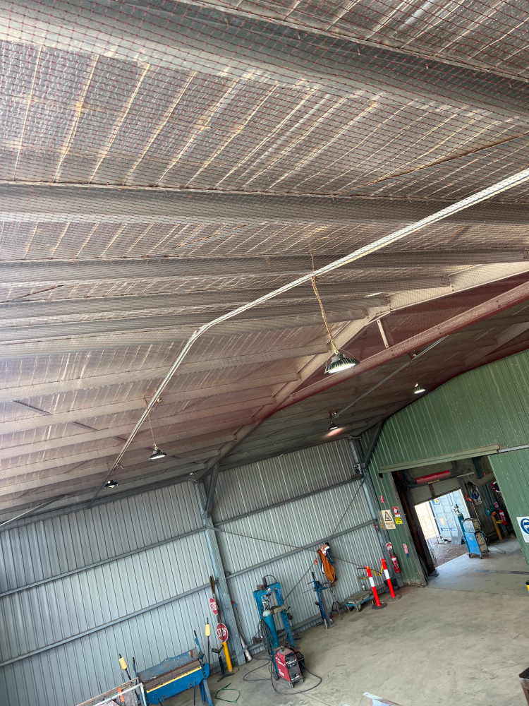 Melbourne rural warehouse with bird netting installed in the working areas